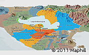 Political Panoramic Map of Managua, semi-desaturated