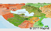 Satellite Panoramic Map of Managua, political shades outside