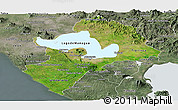 Satellite Panoramic Map of Managua, semi-desaturated