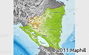 Physical Map of Nicaragua, desaturated, land only