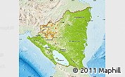 Physical Map of Nicaragua, lighten, land only