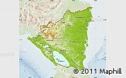Physical Map of Nicaragua, lighten