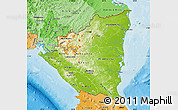 Physical Map of Nicaragua, political shades outside