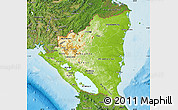 Physical Map of Nicaragua, satellite outside, shaded relief sea