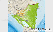 Physical Map of Nicaragua, shaded relief outside