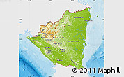 Physical Map of Nicaragua, single color outside, bathymetry sea, shaded relief sea
