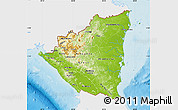 Physical Map of Nicaragua, single color outside