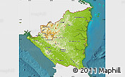 Physical Map of Nicaragua, single color outside, satellite sea