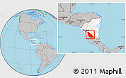 Gray Location Map of Lago de Nicaragua, highlighted country, highlighted parent region, within the entire country