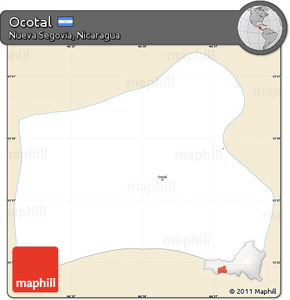 Classic Style Simple Map of Ocotal, single color outside