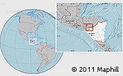 Gray Location Map of Santa Maria, highlighted country, highlighted parent region, hill shading