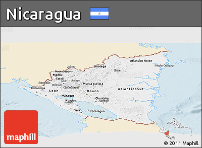 Classic Style Panoramic Map of Nicaragua, single color outside
