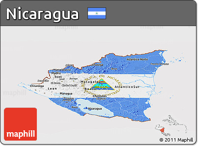Flag Panoramic Map of Nicaragua, flag centered