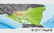 Physical Panoramic Map of Nicaragua, darken, desaturated, land only