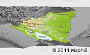 Physical Panoramic Map of Nicaragua, darken, desaturated