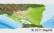 Physical Panoramic Map of Nicaragua, darken, land only