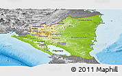 Physical Panoramic Map of Nicaragua, desaturated, land only