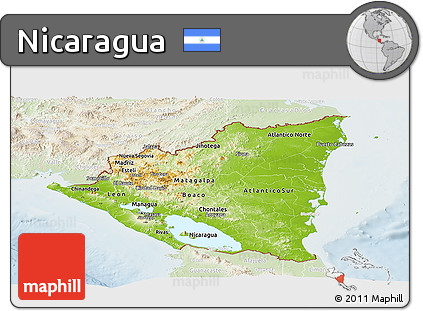 Physical Panoramic Map of Nicaragua, lighten