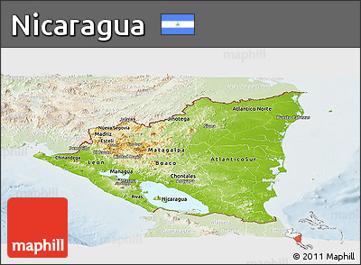 Physical Panoramic Map of Nicaragua, lighten