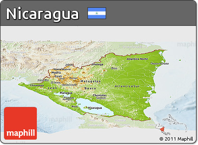 Physical Panoramic Map of Nicaragua, lighten
