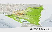 Physical Panoramic Map of Nicaragua, lighten, semi-desaturated