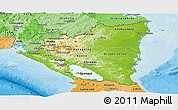 Physical Panoramic Map of Nicaragua, political shades outside