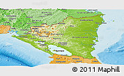 Physical Panoramic Map of Nicaragua, political shades outside, shaded relief sea