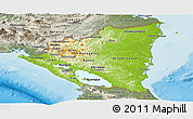 Physical Panoramic Map of Nicaragua, semi-desaturated, land only