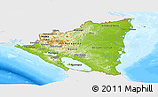 Physical Panoramic Map of Nicaragua, single color outside, bathymetry sea