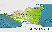 Physical Panoramic Map of Nicaragua, single color outside, satellite sea