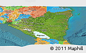 Satellite Panoramic Map of Nicaragua, political outside, satellite sea