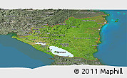 Satellite Panoramic Map of Nicaragua, semi-desaturated, land only