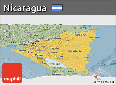 Savanna Style Panoramic Map of Nicaragua