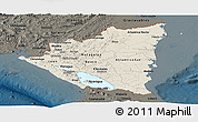 Shaded Relief Panoramic Map of Nicaragua, darken