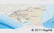 Shaded Relief Panoramic Map of Nicaragua, lighten, land only