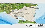 Shaded Relief Panoramic Map of Nicaragua, satellite outside, shaded relief sea