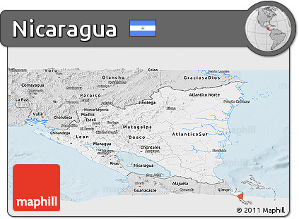 Silver Style Panoramic Map of Nicaragua