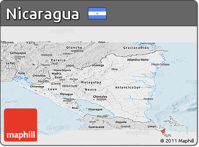 Silver Style Panoramic Map of Nicaragua