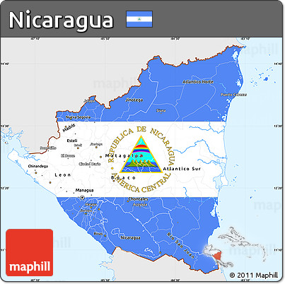 Flag Simple Map of Nicaragua, single color outside, flag centered