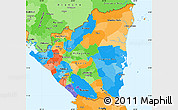 Political Simple Map of Nicaragua, political shades outside