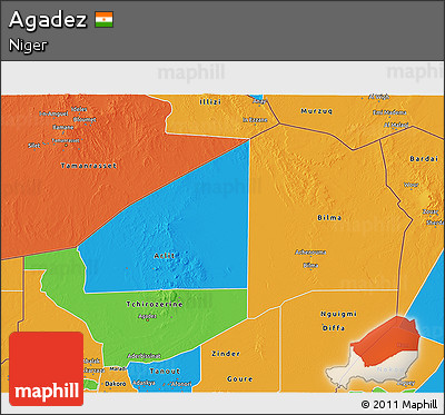 Political 3D Map of Agadez