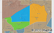 Political 3D Map of Agadez, semi-desaturated