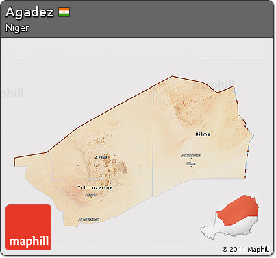 Satellite 3D Map of Agadez, cropped outside