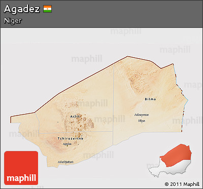 Satellite 3D Map of Agadez, cropped outside