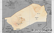 Satellite 3D Map of Agadez, darken, desaturated