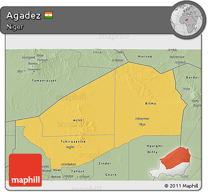 Savanna Style 3D Map of Agadez
