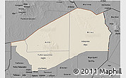 Shaded Relief 3D Map of Agadez, darken, desaturated
