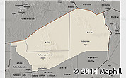 Shaded Relief 3D Map of Agadez, darken, semi-desaturated
