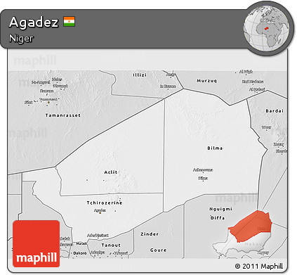Silver Style 3D Map of Agadez