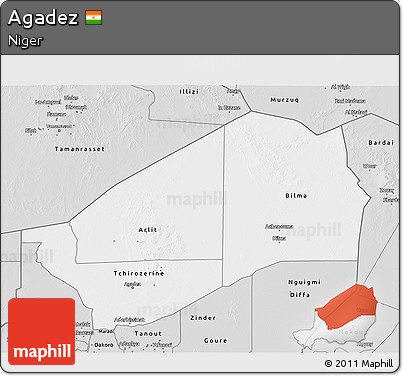 Silver Style 3D Map of Agadez
